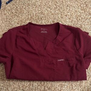 Jaanuu Women's Deep Red Short Sleeve scrub Top
